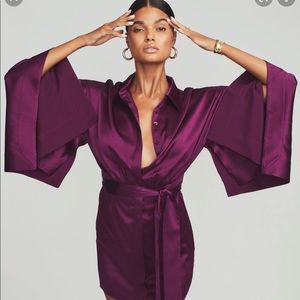 NWT Retrofete Deep Purple Silk Scottie Dress